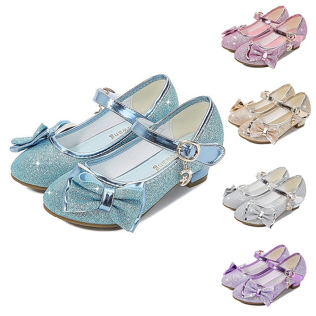  Cinderella Princess Elsa Flower Shoes Jelly Shoes Girls' Movie Cosplay Mary Jane Sequins Golden Purple Rosy Pink Shoes Halloween Children's Day Masquerade Polyester World Book Day Costumes