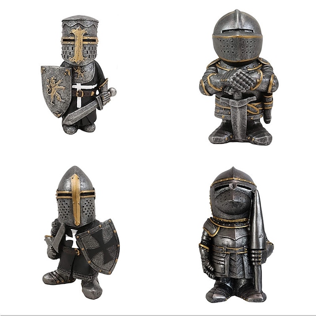  Decorative Objects Knight Gnomes Guard for Home Garden Creative Resin Crafts