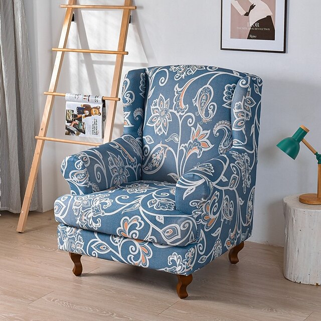 Stretch Wingback Chair Cover Flora Wing Chair Slipcovers with Seat Cushion Cover