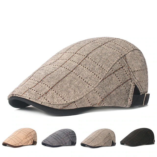 Men's Flat Cap Tweed Cap Black khaki Cotton Simple 1920s Fashion Sports & Outdoor Party / Evening Casual 9