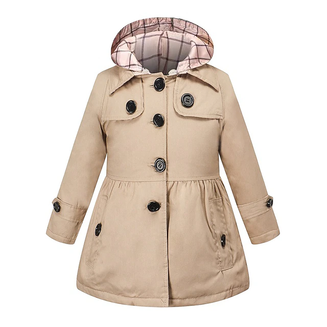 Girls' 3D Plain Trench Coat Fall Winter Active Cute Kids 2-12 Years 10