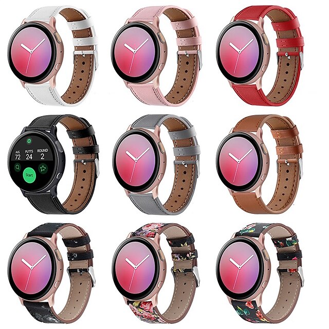  1 pcs Smart Watch Band for Samsung Galaxy Gear S2 Classic Watch 42mm Watch 3 41mm Watch Active 2 40mm / 44mm, Watch Active 40mm Watch 3 45mm, Watch 46mm 20mm 22mm PU Leather Smartwatch Strap