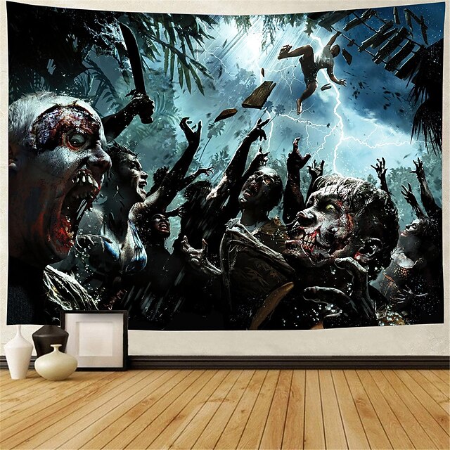 Halloween Zombie Hanging Tapestry Wall Art Large Tapestry Mural Decor Photograph Backdrop Blanket Curtain Home Bedroom Living Room Decoration Halloween Decorations 11