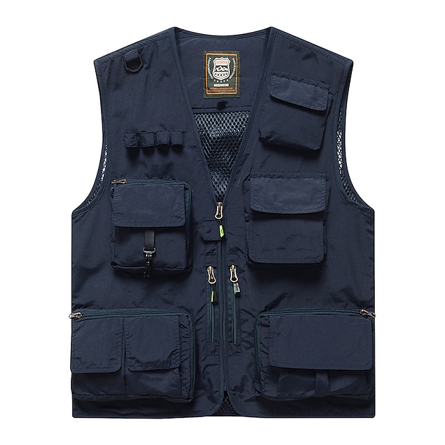  Bărbați Γιλέκο Gilet Vesta de pescuit Γιλέκο πεζοπορίας Vesta fără mâneci Jachetă În aer liber Stradă Concediu Purtare Zilnică Șic Stradă Șic & Modern Vară Primăvară Buzunar Poliester Respirabil