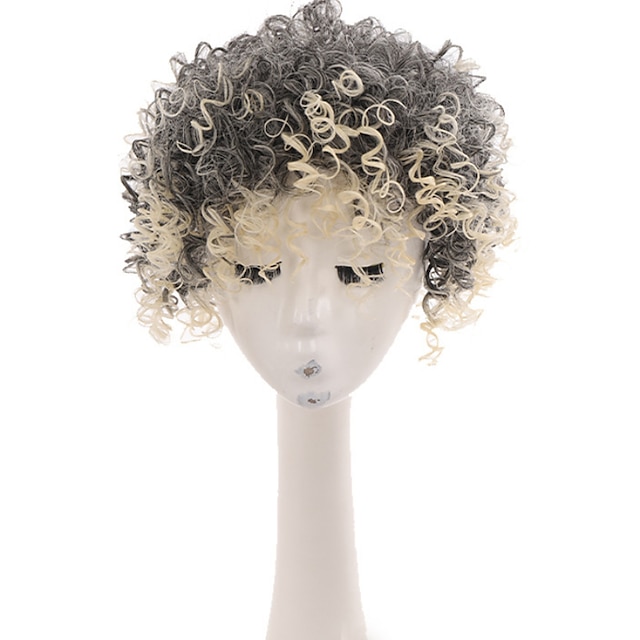 Afro Kinky Curly Hair Toppers With Bangs Clip In Hair Pieces Synthetic Short Hairpieces Toppers