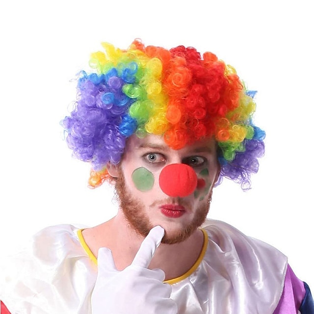  legrační cirkusový klaun paruky čepice a pěnový klaunský nos disco výbušná hlava paruka taneční bar halloween party šaty performance výzdoba rekvizita