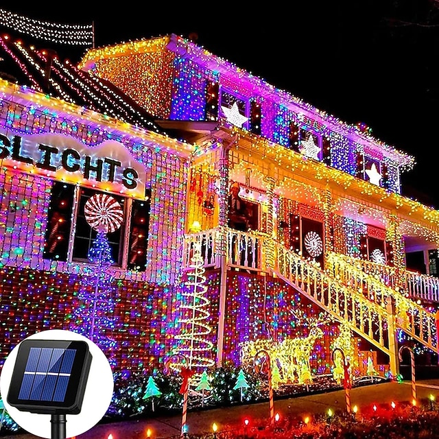  Zewnętrzne solarne lampki LED światło świąteczne 10/20/30/50/100m wodoodporne światełka świąteczne na dekorację drzewka wesela imprezy ulicy domu