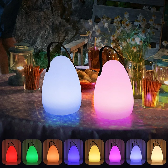 Portable Lantern Hanging Tent Light USB Rechargeable LED Night Light For Bedroom Living Room Camping Light Remote Control Colorful Atmosphere Camping Light Camping Portable Light Easy to Carry 11
