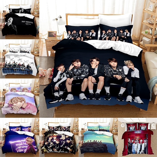 Oil Painting BTS Bedding Set Duvet Cover and Pillowcase Boy Girl Twin Full Queen 