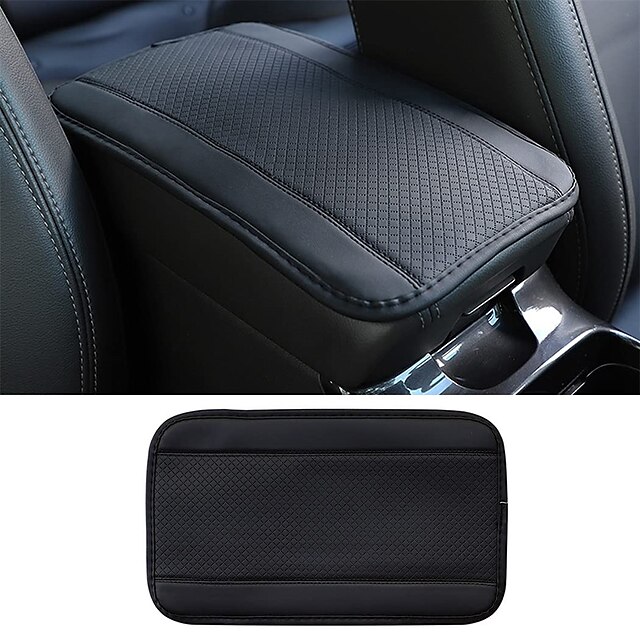  Auto Center Console Cover Pad PU Leather Car Armrest Seat Box Cover Protector Universal Waterproof Center Console Armrest Pad for Most Vehicle SUV Truck Car