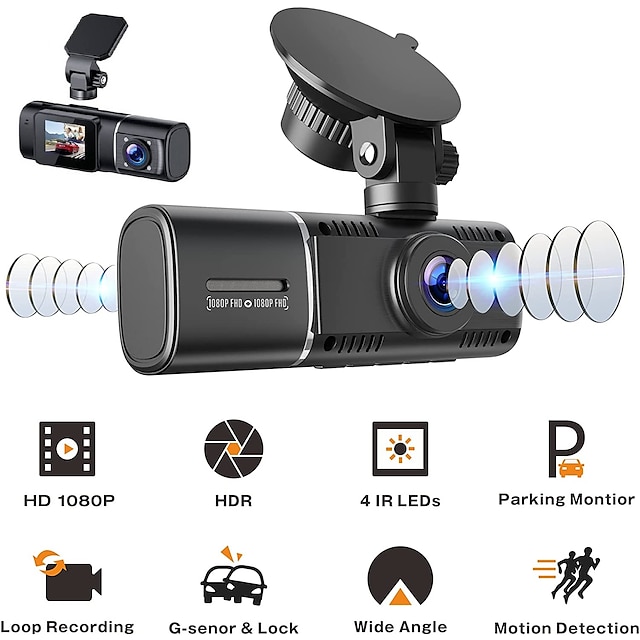  J02 1080p Nyt Design / Fuld HD / Start automatisk optagelse Bil DVR 170 grader Vidvinkel CMOS 1.5 inch LCD Dash Cam med Nattesyn / G-Sensor / Parkeringsindstilling 4 infrarøde LED Biloptager / WDR