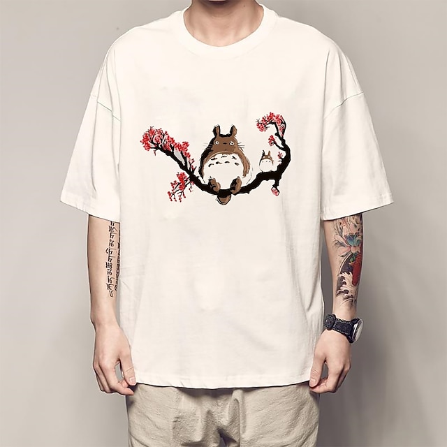  Naapurini Totoro Kissa T-paita Anime Cartoon Anime Perinteinen Katutyyli Käyttötarkoitus Pariskuntien Miesten Naisten Aikuisten Kuuma leimaus