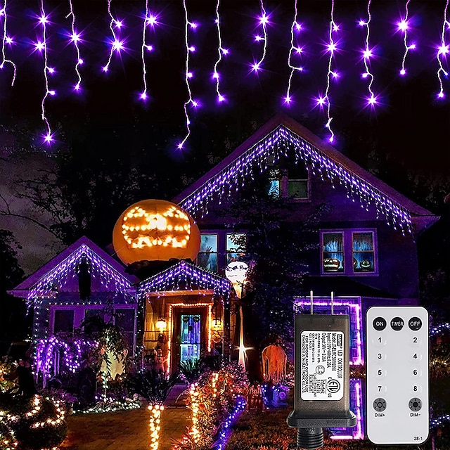  Christmas Icicle Lights Outdoor Decoration 10M 400LEDs 8 Colors 8 Modes Waterproof Warm White White RGB with 80 Drops Christmas EU Plug US Plug UK Plug AU Plug