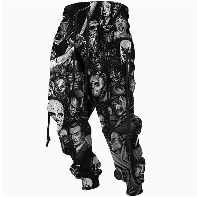  Homens Calças Esportivas Corredor Calças Com Cordão Bolsos laterais Cintura elástica Estampas Abstratas Conforto Respirável Esportes Casual Diário Misto de Algodão Felpudo Roupa de rua Designer Preto