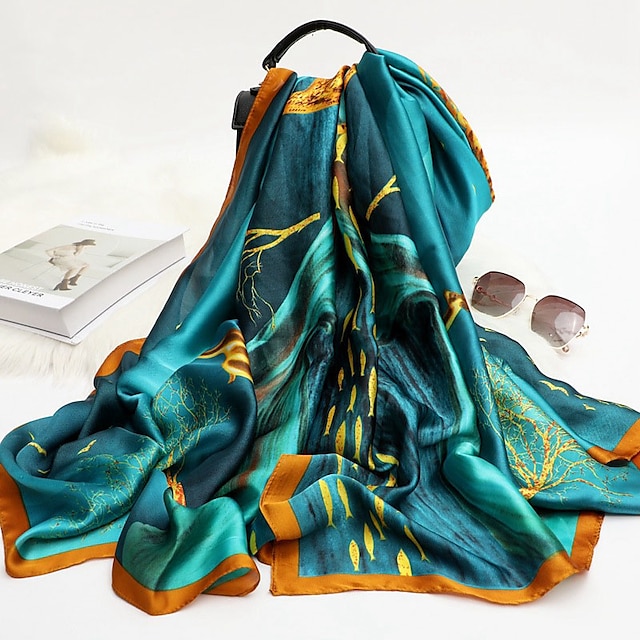  eșarfă de iarnă de mătase pentru femei imprimeu la modă damă șal de plajă eșarfe calde netede foulard hijab feminin