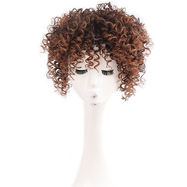 Black Short Afro Kinky Curly Hair Topper Synthetic Hair Pieces Wiglets