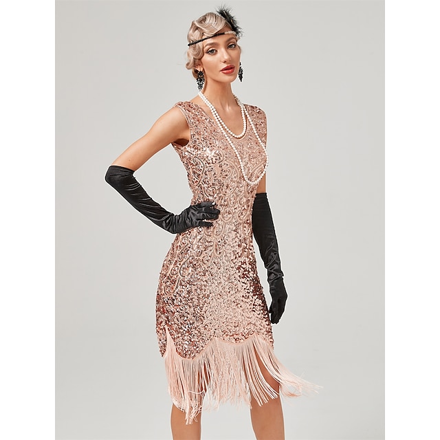  Ruggenti anni '20 1920s Abito da cocktail Abito vintage Vestito del flapper Vestiti Stile Carnevale di Venezia Abito da ballo Abito da festa di Natale Il grande Gatsby Charleston Per donna Con