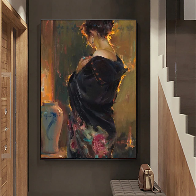 Handmade Oil Painting Canvas Wall Art Decoration Figure Portrait Girl for Home Decor Rolled Frameless Unstretched Painting 6