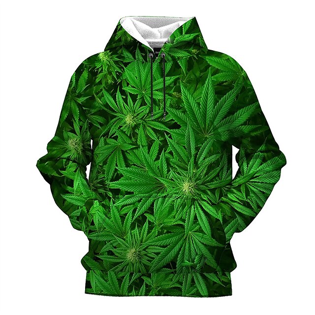  Men's Unisex Hoodie Pullover Hoodie Sweatshirt Green Hooded Trees / Leaves Graphic Prints Print Daily Sports 3D Print Streetwear Designer Casual Spring &  Fall Clothing Apparel Hoodies Sweatshirts 