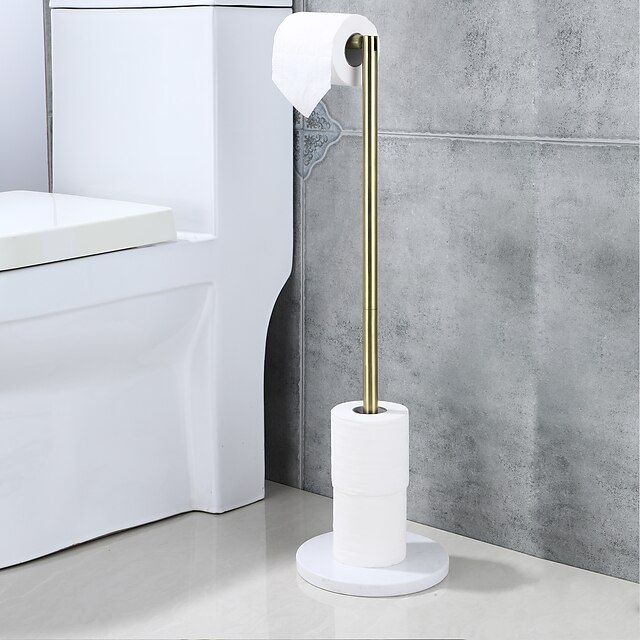 Free Standing Toilet Paper Holder Stand with Marble Base,304 Stainless  Steel Rustproof Tissue Roll Holder Floor Stand Storage for Bathroom  (Chrome) 2023 - US $53.99