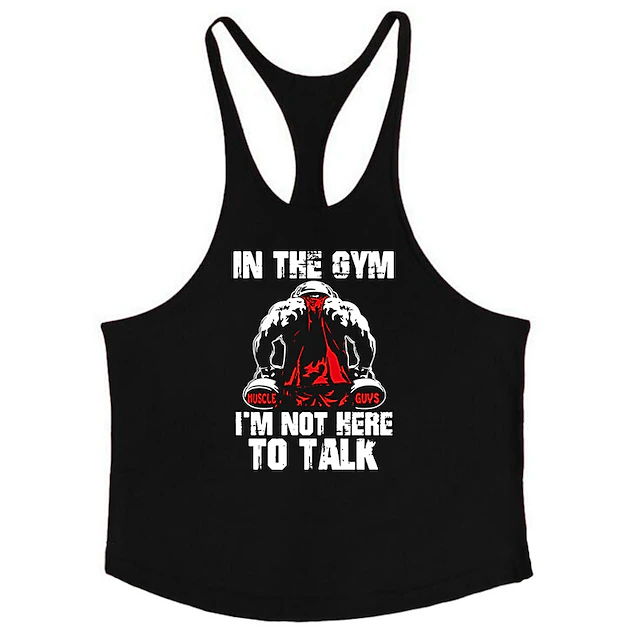 Men's Tank Top - Gym Workout 'In The Gym I'm Not Here To Talk' Graphic Racerback 15