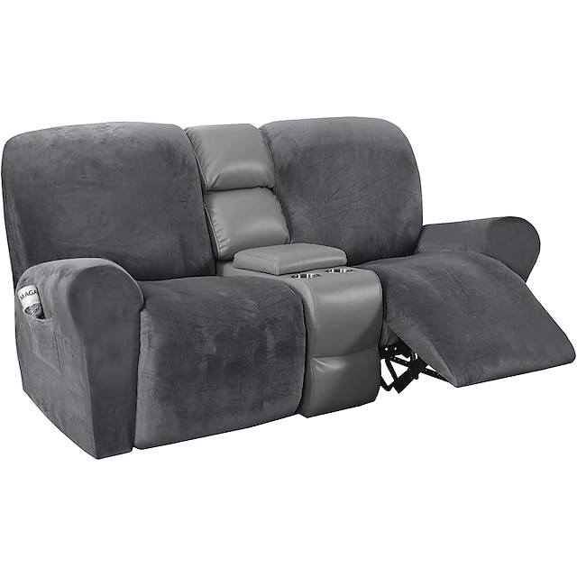 Reclining Love Seat with Middle Console Slipcover,Velvet Stretch ...