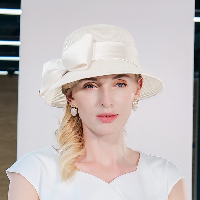  Le style mignon Elégant Polyester / Fibre Chapeaux / Chapeaux de paille avec Noeud / Ruban 1 pc Casual / Fête du thé / Coupe de Melbourne Casque