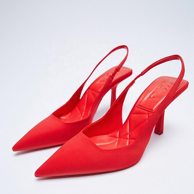  kvinders hæle pumps dame ankelstrop hæle kontor daglig gradient farvet høj hæl spids tå elegant sexet afslappet gang syntetisk loafer sort rød sko med rød bund