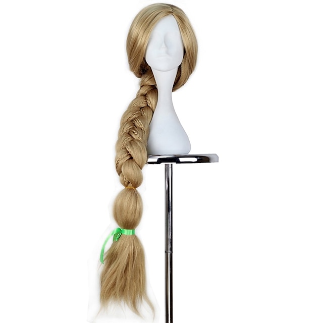  rapunzel peruk lång blond flätad peruk cosplay peruk för vuxna kvinnor tjej