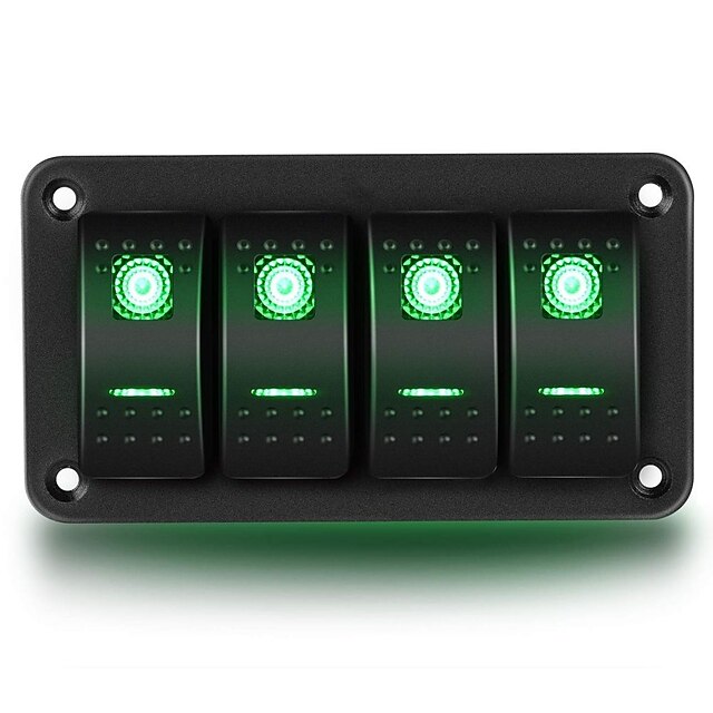  4 cell aluminium rocker switch panel toggle dashboard 5 pin on/off pre-wired rocker switch red backlight switch for car marine rv