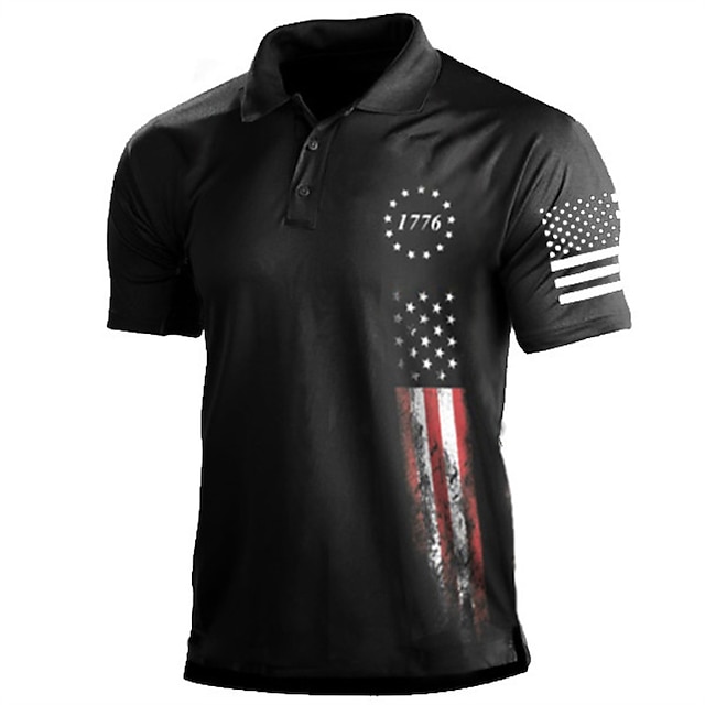  Herr POLO Shirt Golftröja Stjärna Nedvikt Svart Vit Armégrön Marinblå Mörkgrön 3D-tryck Gata Dagligen Kortärmad 3D Button-Down Kläder Mode Ledigt Bekväm