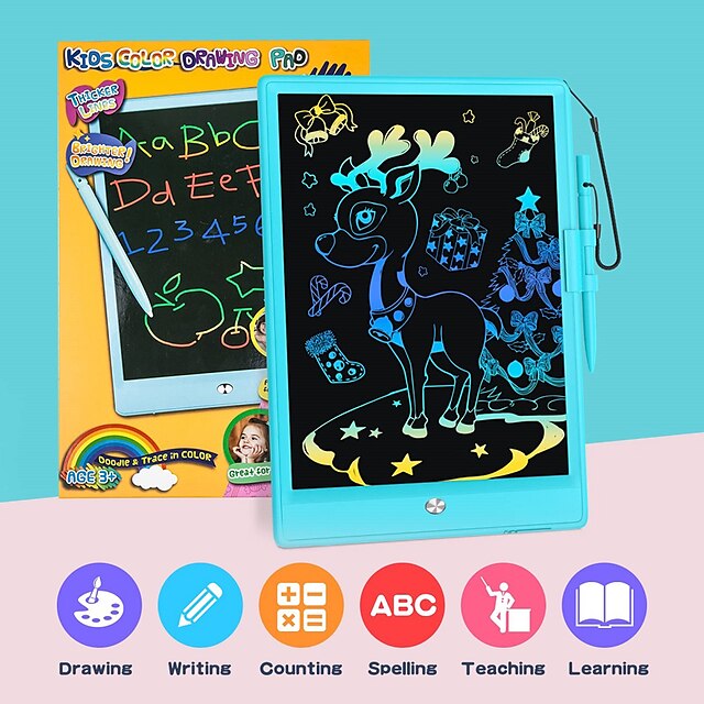  lcd kirjoitusalusta 10 värinen taapero doodle pad piirustusalusto pyyhittävä uudelleen käytettävä sähköinen piirustuslehti opetus- ja oppimislelut 3-16-vuotiaille pojille ja tytöille