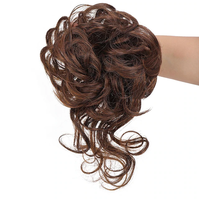 Synthetic Bun Wig Messy Long Beard Hair Ring Elastic Hair Bag Wig Ring