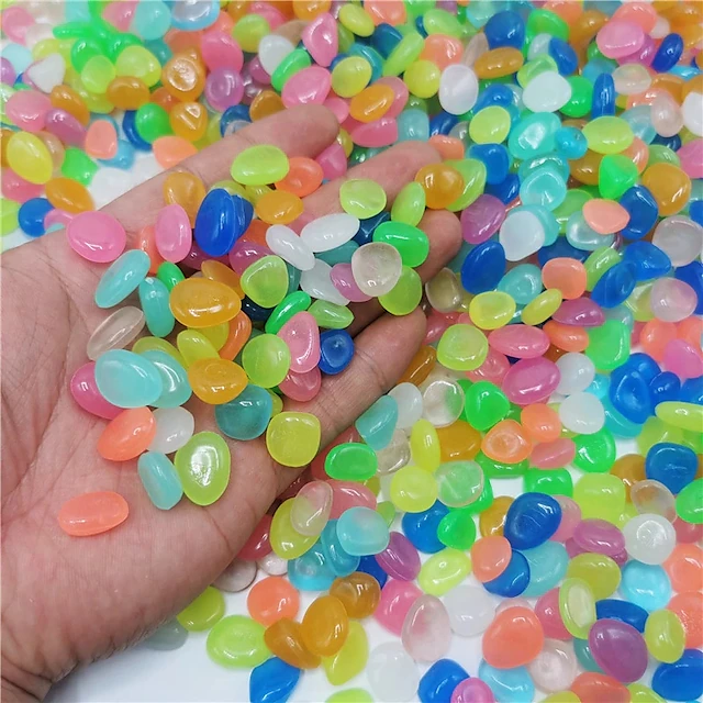 500 Pcs Glow in the Dark Garden Pebbles For Sidewalk Garden Terrace ...