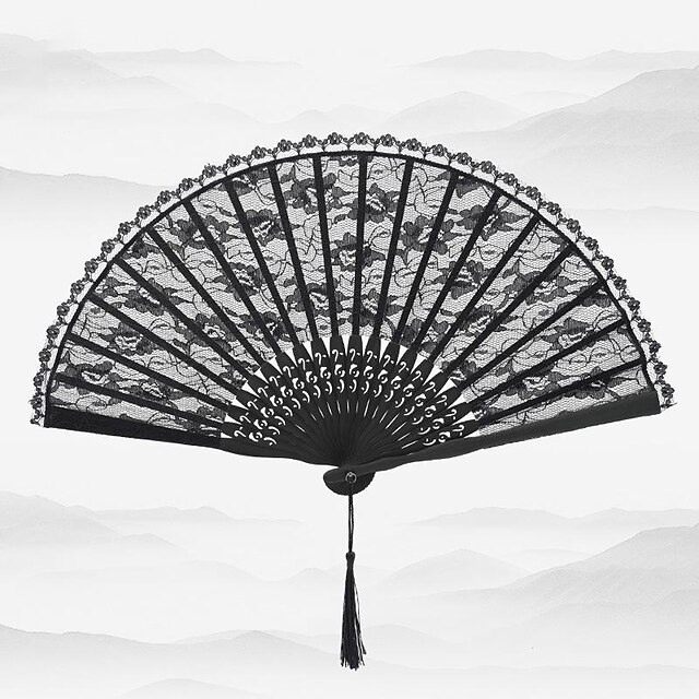 Classical Style Silk Composite Black Lace Fan Style Folding Fan Hand Held Gift Elegant2