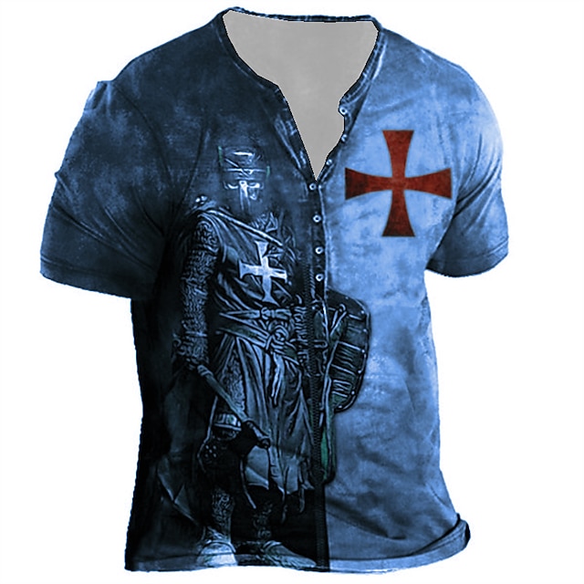 Graphic Templar Cross Cross Soldier Designer Basic Casual Mens 3d Print T Shirt Tee Henley 0031