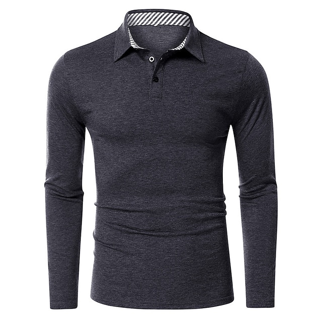 Men's Polo Shirt Golf Shirt Casual Daily Stand Collar Polo Collar Long ...