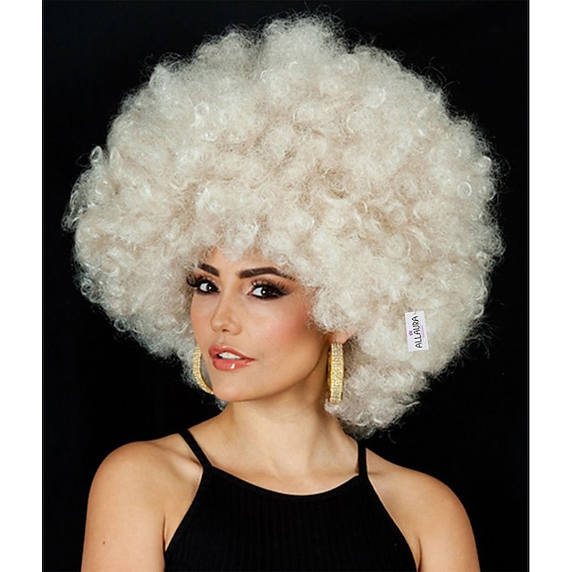  peruca afro dos anos 70 deluxe mulheres enorme loira jumbo afro disco perucas trajes acessórios dos trajes dos anos 70.