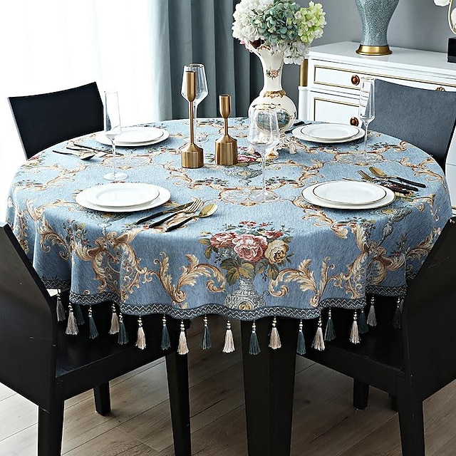  Round Tablecloth Farmhouse Table Cloth Spring Tablecloth Round Outdoor Cloth Table Cover Oval Rectangle For Picnic,Wedding,Dining,Easter,Kitchen