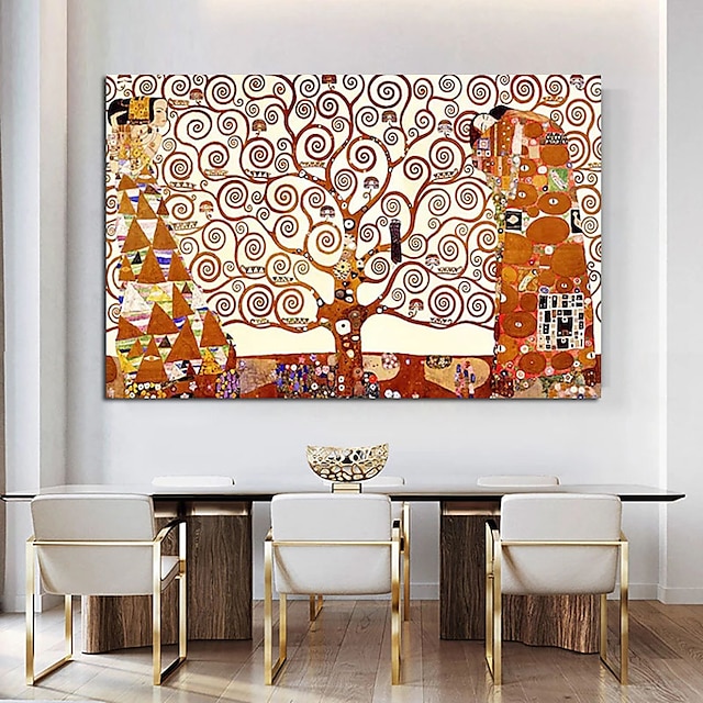  Handgefertigtes handgemaltes Ölgemälde Wandkunst klassischer abstrakter Klimt berühmtes Ölgemälde Heimdekoration Dekor gerollte Leinwand kein Rahmen ungedehnt