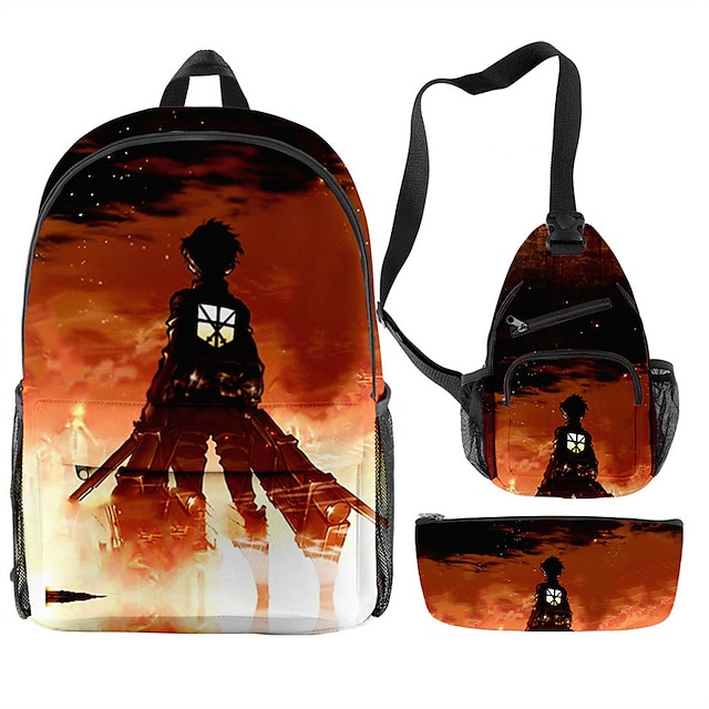  Anime Peripheral Set Backpack Attack on Titan 3d Backpack Set Street Trend Backpack Combination Set