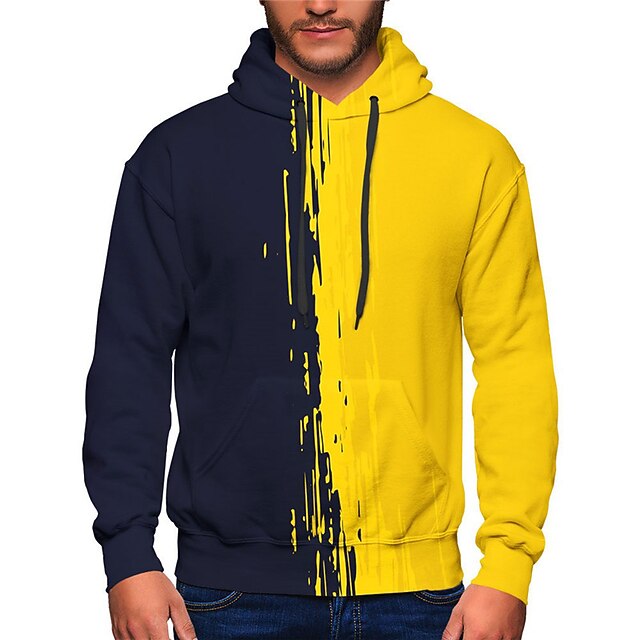 Men's Unisex Hoodie Pullover Hoodie Sweatshirt Yellow Hooded Color