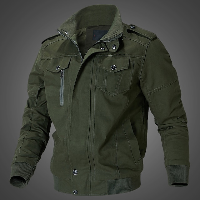  Voor heren Lichtgewicht jack Zomer jas Vrijetijdsjas Werkjas Straat Feestdagen Winddicht Houd Warm Zak Herfst Winter Heldere kleur Streetwear Chique en modern Strijkijzer Normaal Normale pasvorm