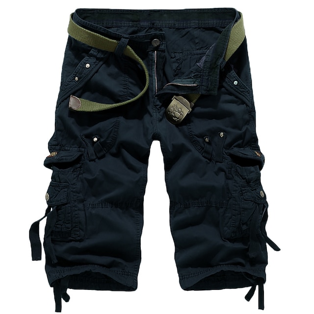  Voor heren Cargoshorts Wandelshorts Been trekkoord Meerdere zakken Effen Ademend Voor buiten Kuitlengte Casual Dagelijks Streetwear Stijlvol Leger groen Wijn Inelastisch