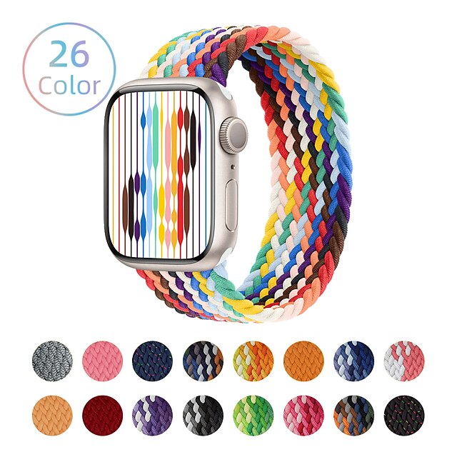  Smart Watch Band Compatible with Apple iWatch 38/40/41mm 42/44/45/49mm Ultra Series 8 7 6 5 4 3 2 1 SE Sport Band for iWatch Smartwatch Strap Wristband Nylon Elastic Braided