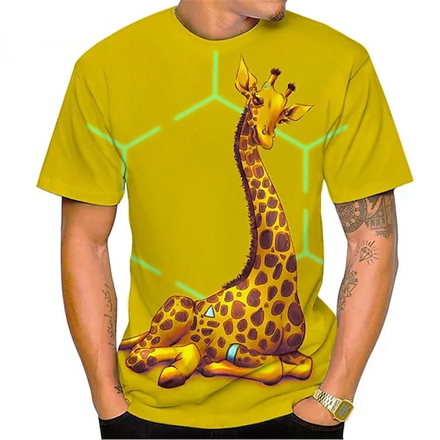 Men's Unisex T shirt Tee Funny T Shirts Animal Giraffe Graphic Prints ...