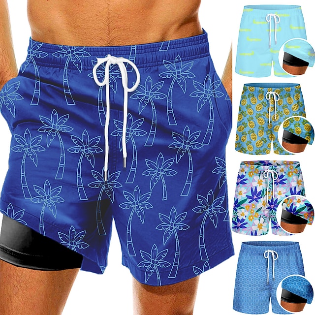 Mens Swim Shorts Swim Trunks With Compression Liner Quick Dry Board Shorts Bathing Suit 
