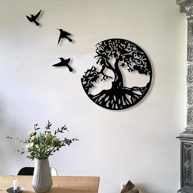 Metal Tree of Life Wall Art Decor, Large Tree of Life and Birds of ...