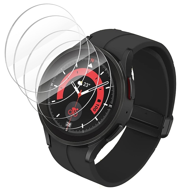  4 stuks Horloge Screenprotector Compatibel met: Samsung Watch 5 Pro 45mm Aanraakgevoelig Geen bellen HD helder Gehard Glas Horlogeaccessoires