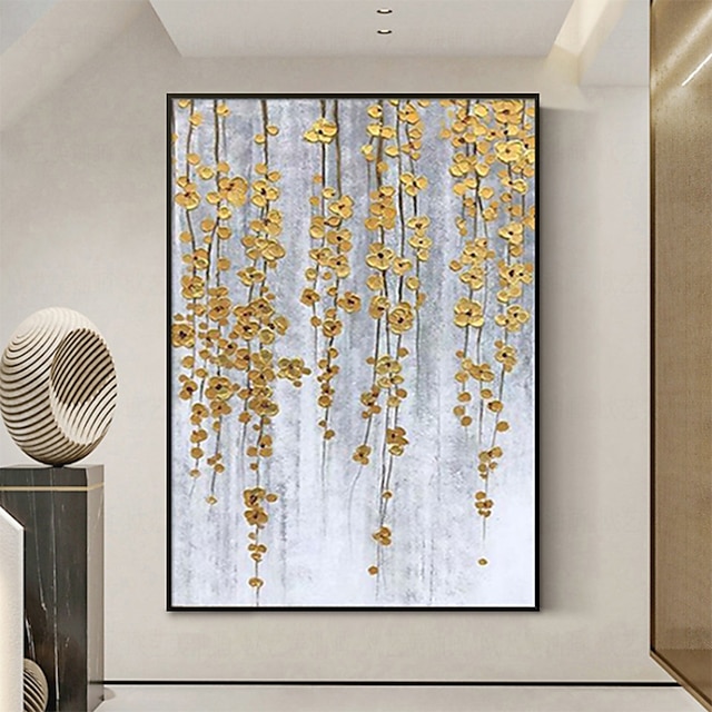 Mintura Handmade Gold Tree Flowers Oil Painting On Canvas Wall Art Decoration Modern Abstract